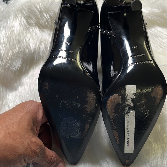 Authentic Beautiful Rockstar Black Patent Burberry Ankle Boots w/ Studs - Picture 6 of 16